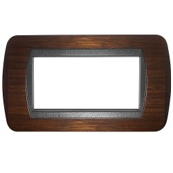 Placca compatibile Living International in vero Legno Noce 4 Moduli