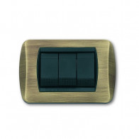 Placca compatibile Living International in ottone massiccio Bronzo satinato Opaco 3 Moduli