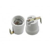 Portalampada in porcellana  E27 con staffa a L e vite a terra